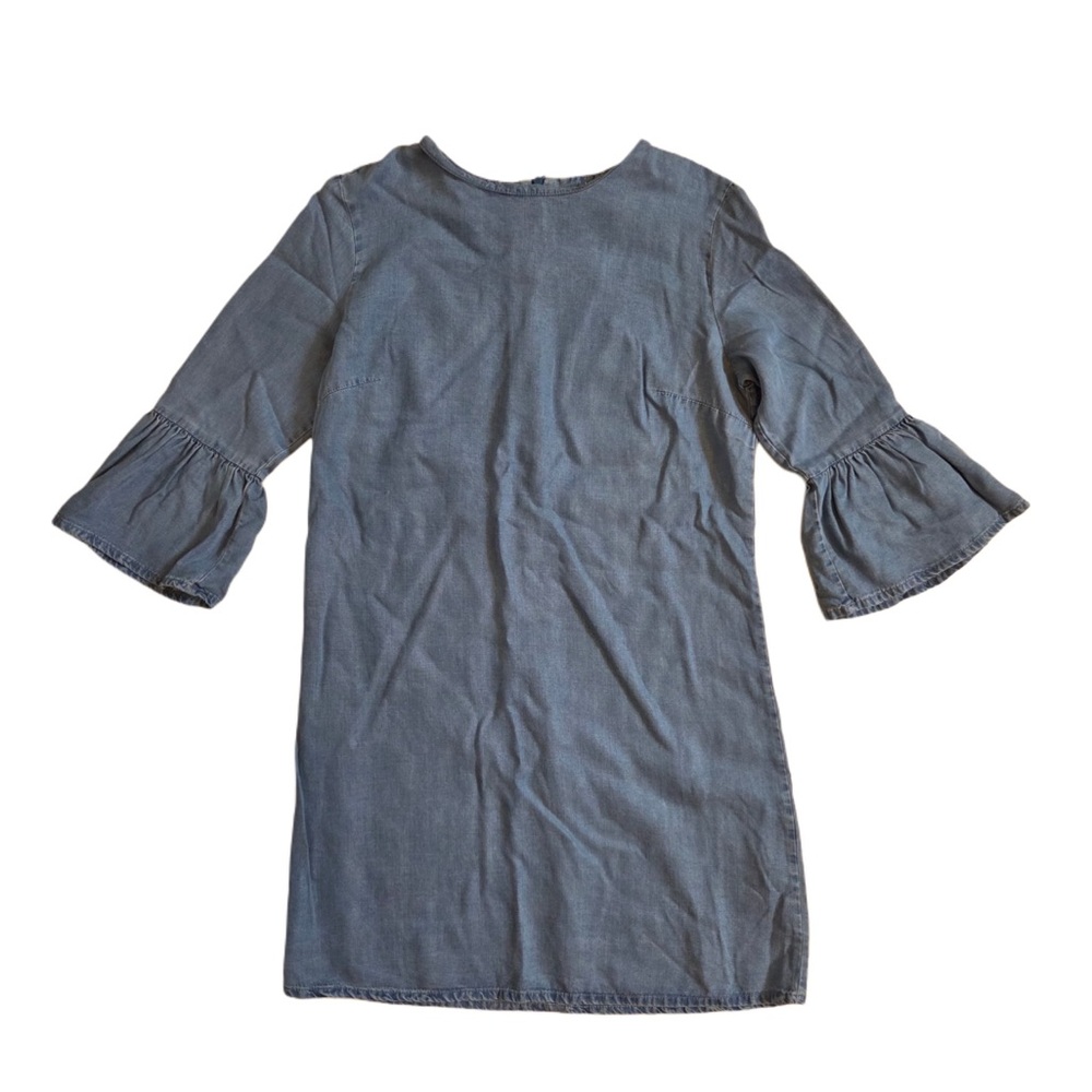 Zara Woman Premium Collection Denim Blue Dress Ruffle Sleeve